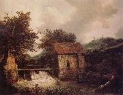 Jacob van Ruisdael Two Watermills and an open Sluice near Singraven oil painting reproduction